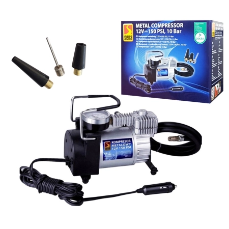 Kompresor Metalowy Samochodowy 12V=150 PSI 10Bar
